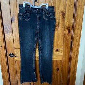 Fashion Bug Black Flare Jeans with Contrast Stitching
